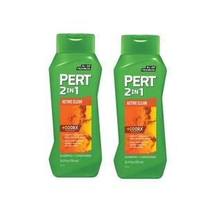 2 Pack PERT 2-IN-1 Active Clean Odor X Shampoo + Conditioner 25.4oz each